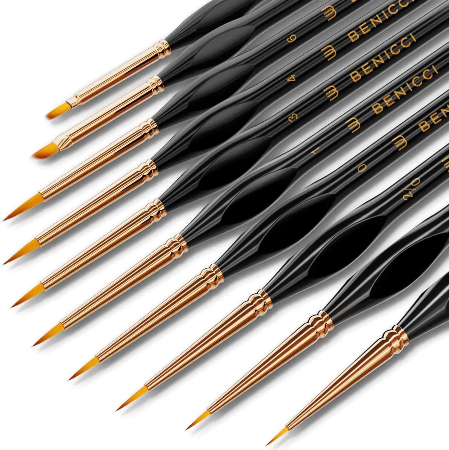 Professional Miniature Paint Brushes - Paint Brush Set of 10 Detail Paint Brushes - for Fine & Art Painting - w/ Comfortable Grip Handles - Perfect for Acrylic, Watercolor, Oil, Models, Warhammer