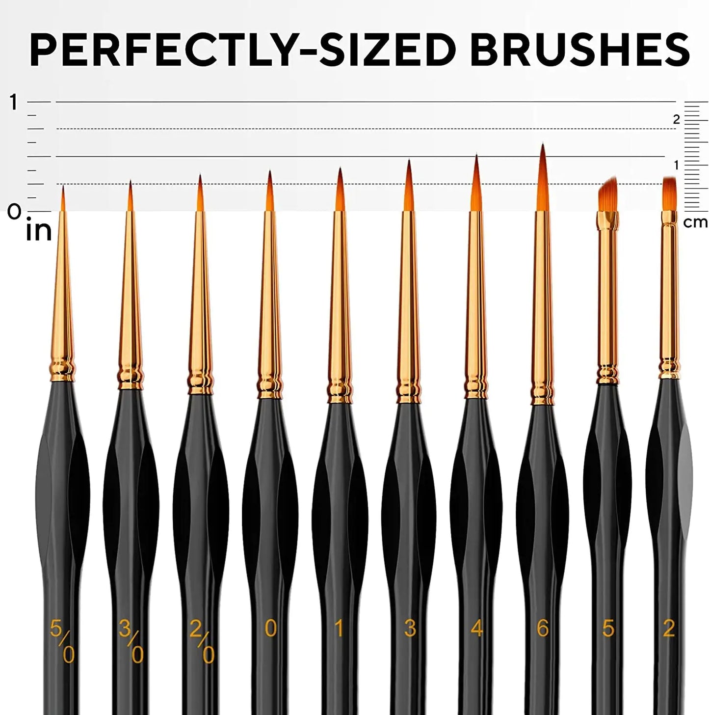 Professional Miniature Paint Brushes - Paint Brush Set of 10 Detail Paint Brushes - for Fine & Art Painting - w/ Comfortable Grip Handles - Perfect for Acrylic, Watercolor, Oil, Models, Warhammer