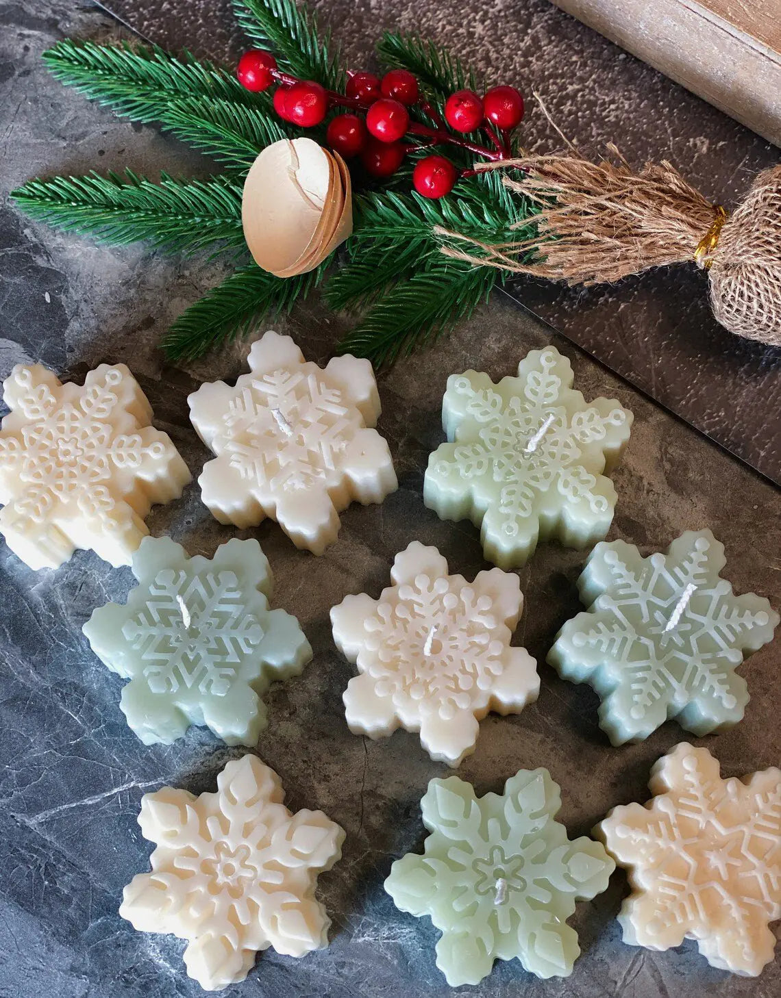 Snowflakes Handmade Soy Wax • Christmas Candle